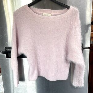 Jessica Simpson Pink eyelash Fuzzy Sweater Dolman Sleeve 5 inch cuffed sleeve XS